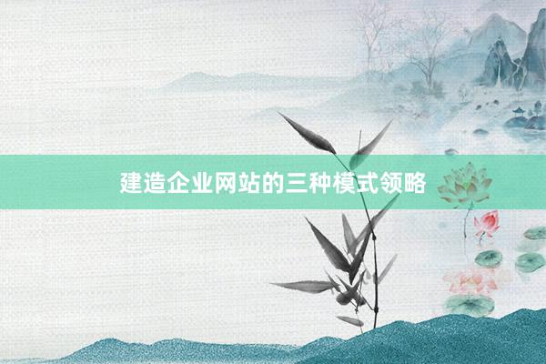 建造企业网站的三种模式领略